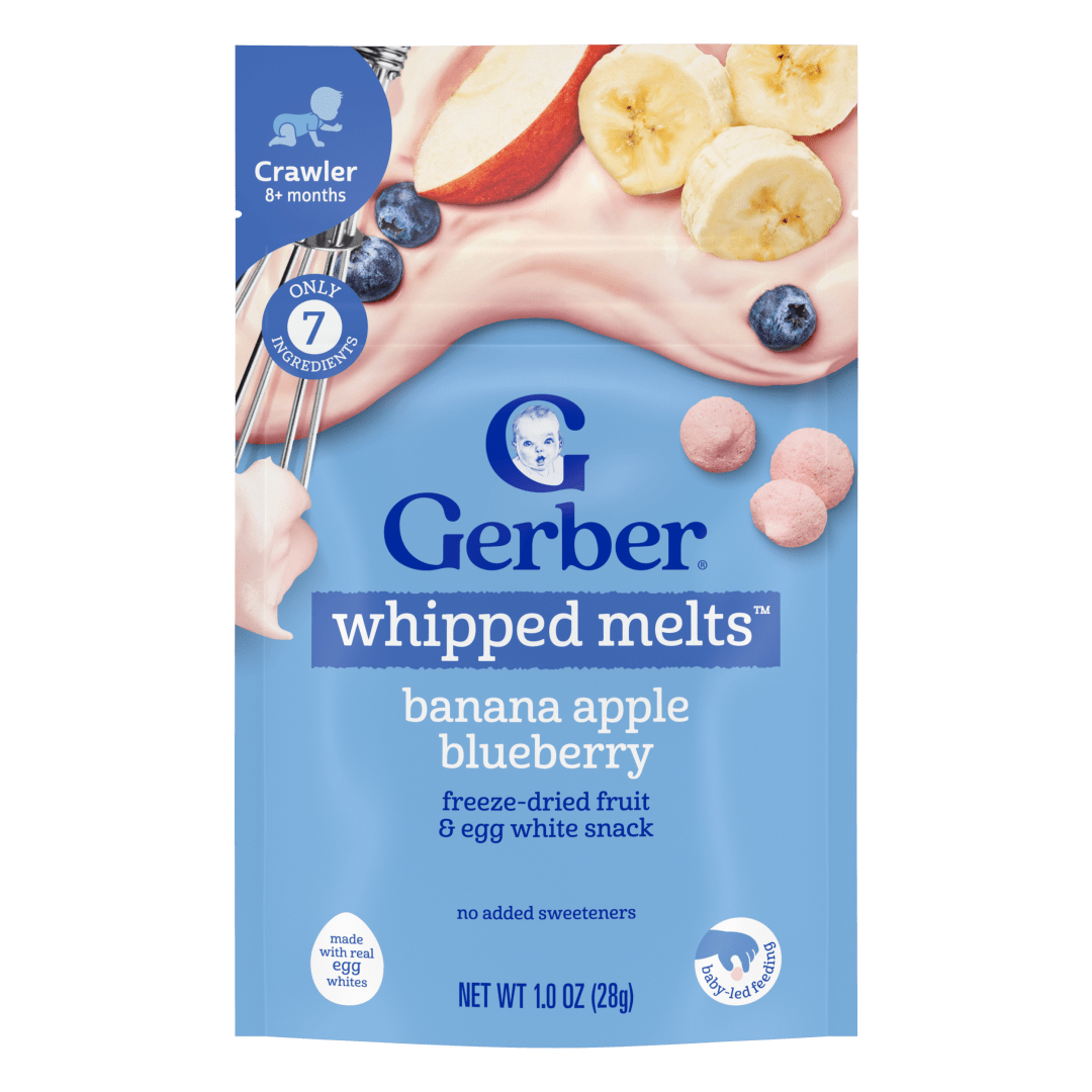 Gerber Stage 3 Baby Food Snacks, Banana Apple Blueberry Whipped Melts, Baby Led Feeding