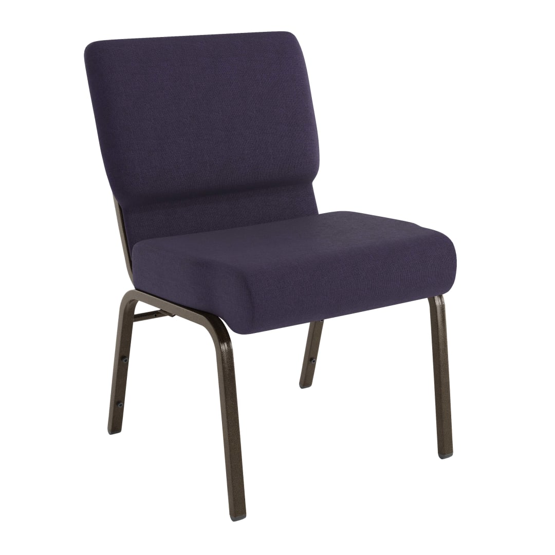 HERCULES Series 21''W Stacking Church Chair in Royal Purple Fabric - Gold Vein Frame