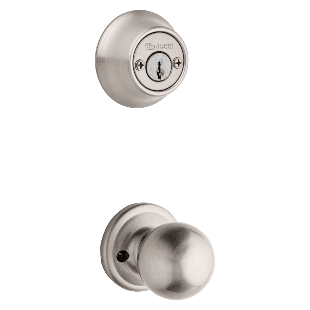 605 Double Cylinder Interior Pack w/Circa Knob for Kwikset Series Handlesets in Satin Nickel