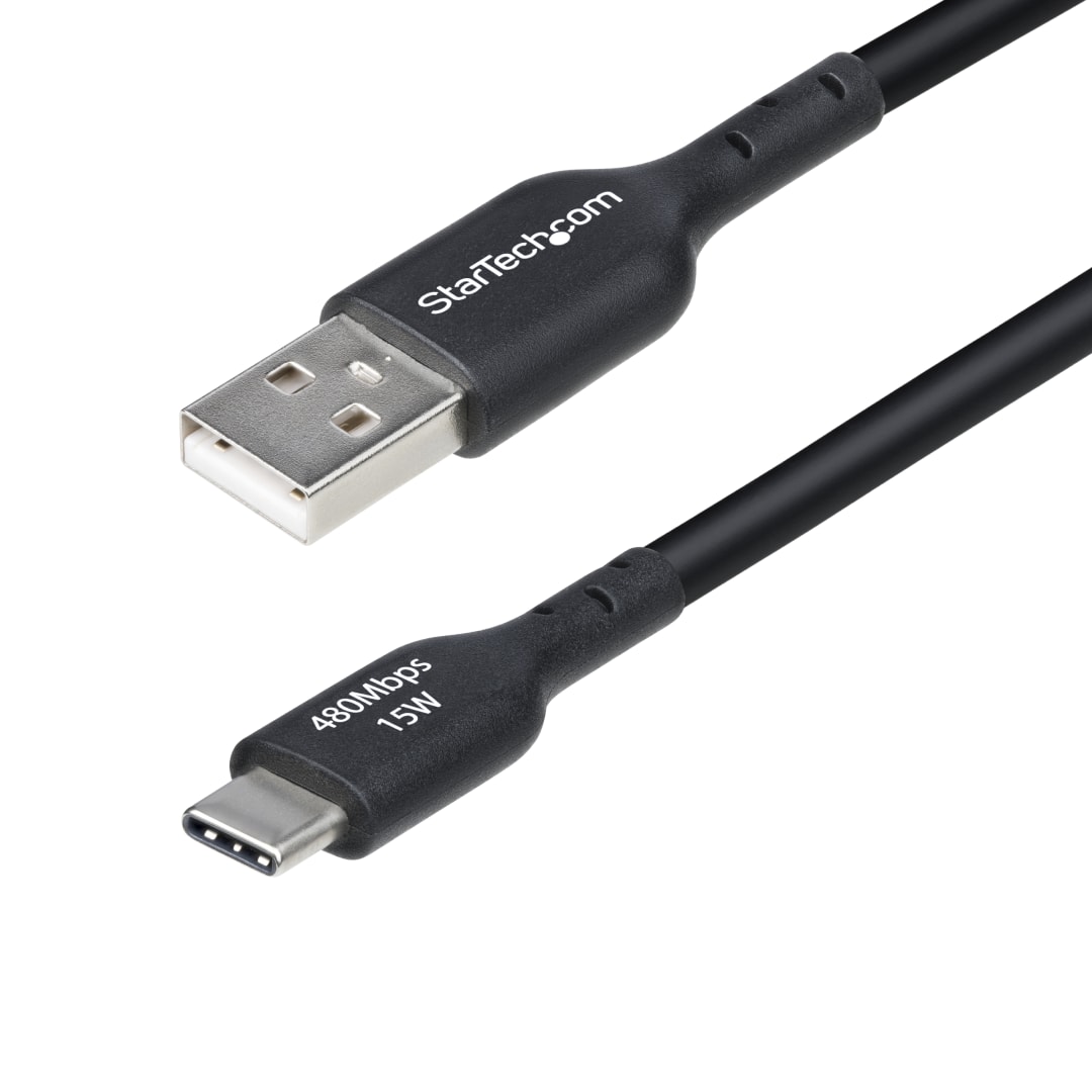 USB A to C Cable M M 15FT USB 2 0 TPE Black 15W
