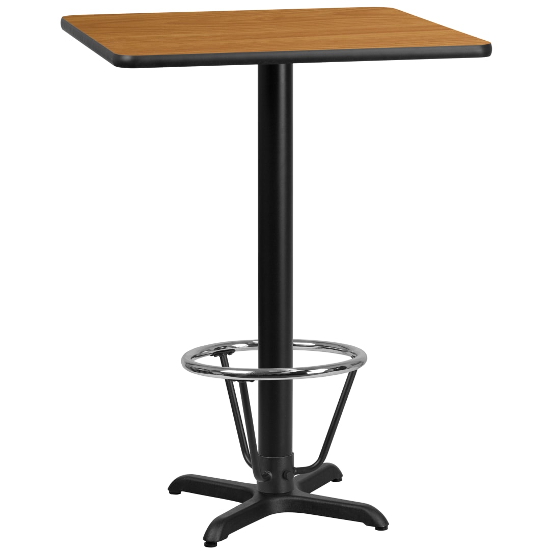 Stiles 30'' Square Natural Laminate Table Top with 22'' x 22'' Bar Height Table Base and Foot Ring