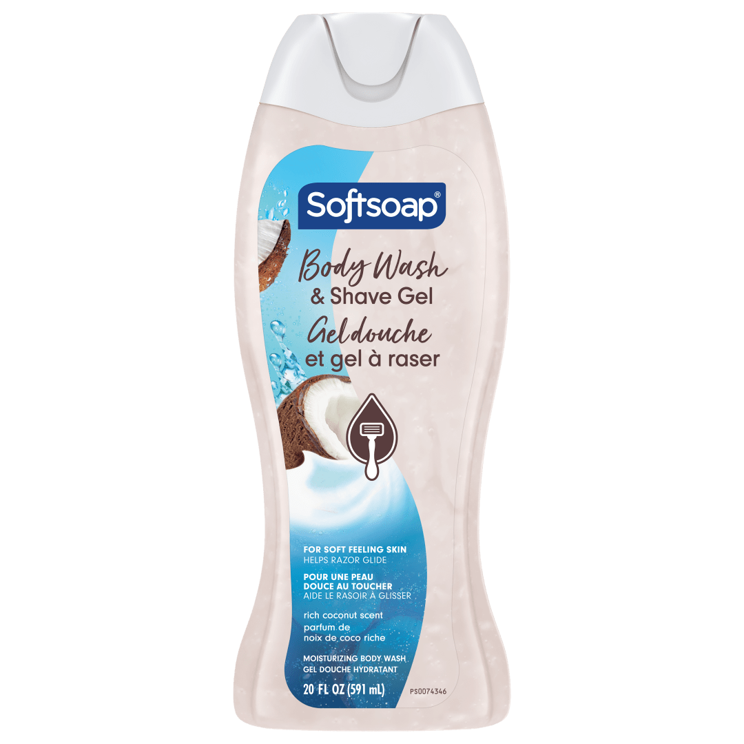 Softsoap Moisturizing Body Wash and Shave Gel, Rich Coconut Scent, 20 fl oz Bottle