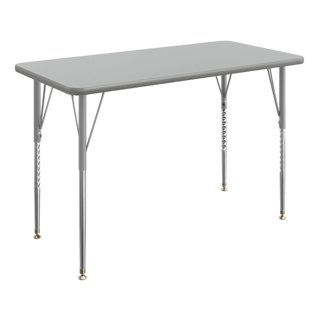 Wren 48" x 24" Adjustable Height Activity Table, Thermal Laminate Top, Standard Legs, Gray