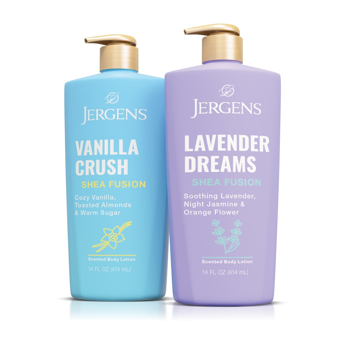 Jergens Shea Fusion Lotion Duo, Vanilla Crush & Lavender, 14 fl oz, 2 Pack