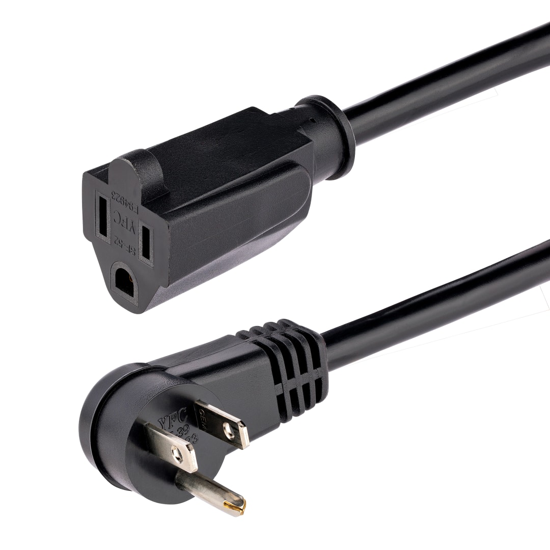 5-15R to 5-15P 1ft Right angled Power Cord Extension