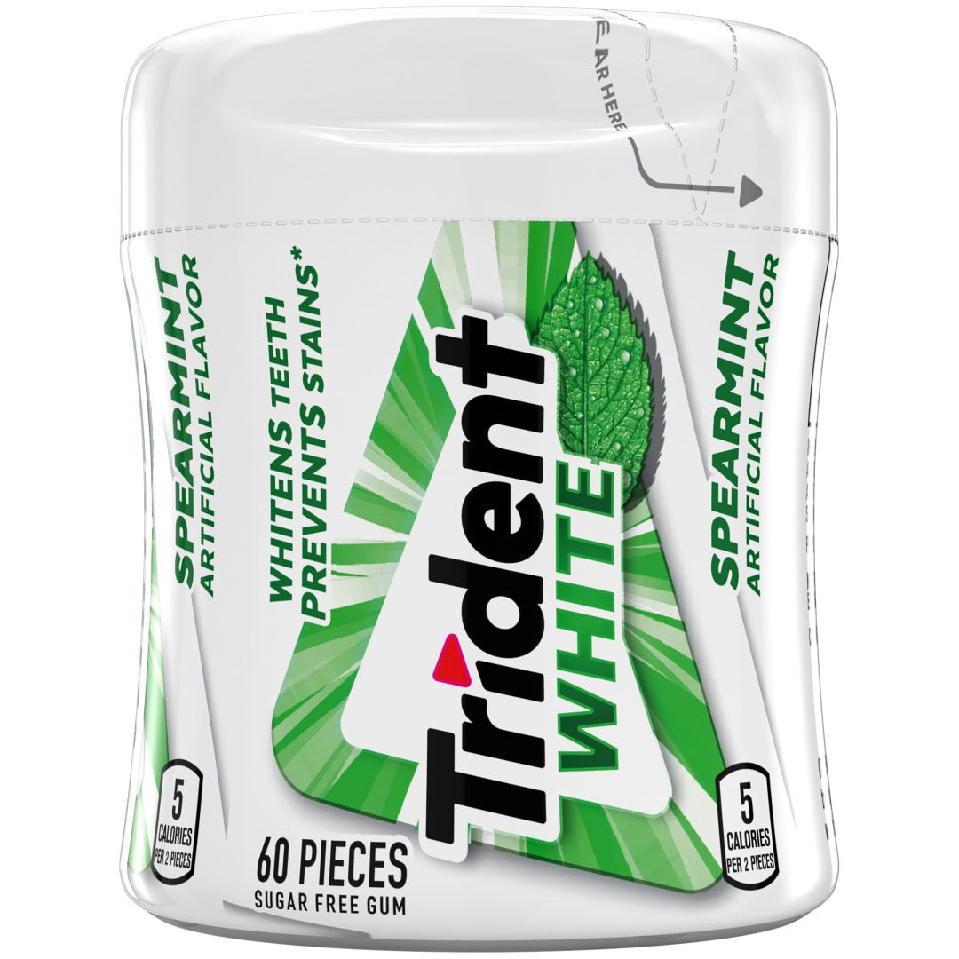 Trident White Sugar Free Chewing Gum Spearmint 60 pc Bottle