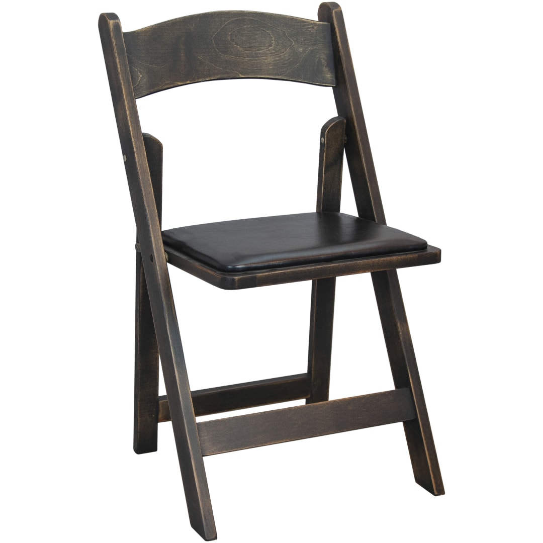 Advantage Wood Folding Wedding Chair with Padded Seat - Antique Black