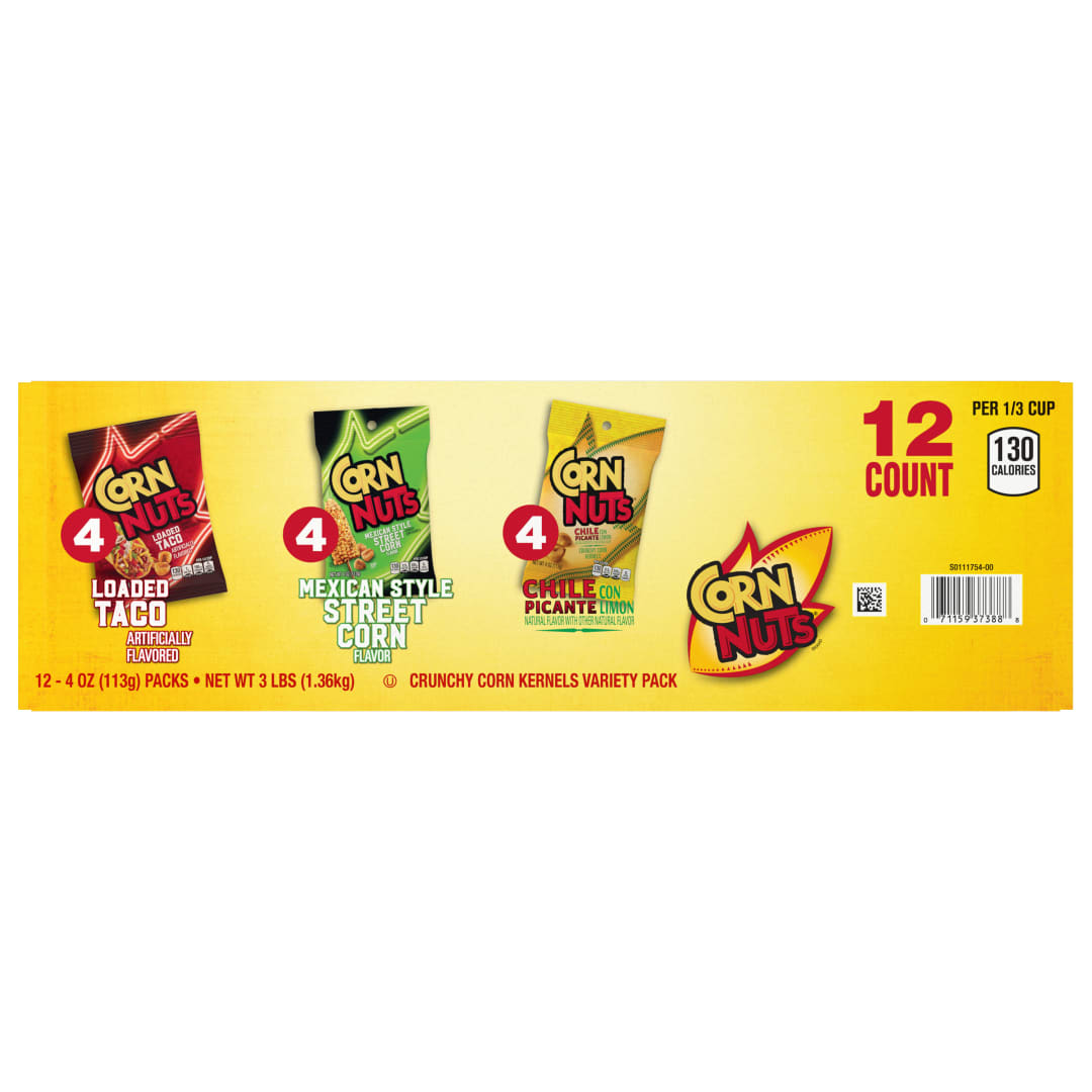 CORN NUTS Toasted Corn Kernels Variety Pack 12/4oz