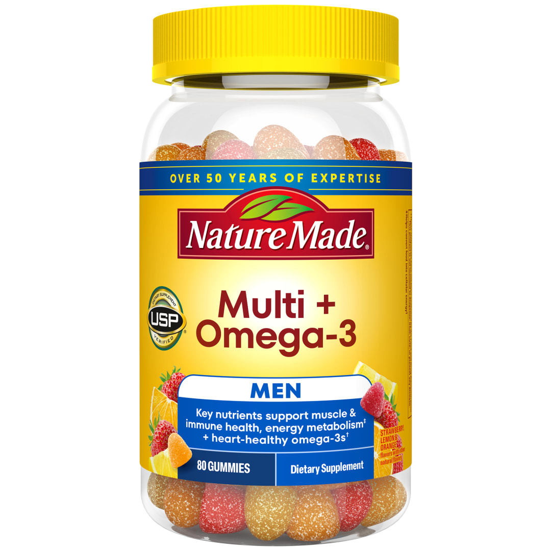 Nature Made Mens Multivitamin Gummies with Omega-3, Mens Gummy Multivitamins for Daily Nutritional Support, 80 Gummy Vitamins and Minerals, 40 Day Supply