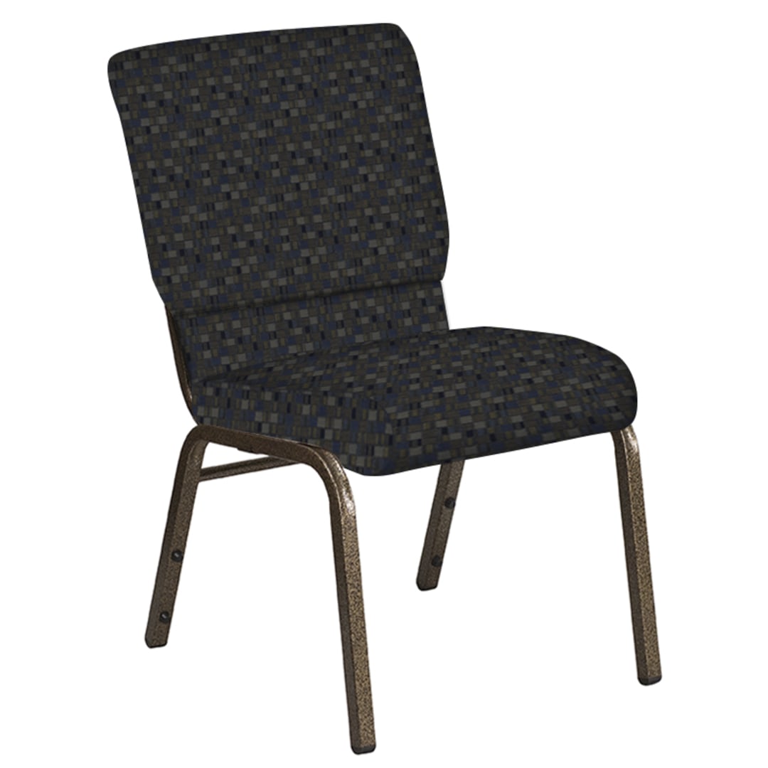 18.5''W Church Chair in Empire Tartan Sky Fabric - Gold Vein Frame