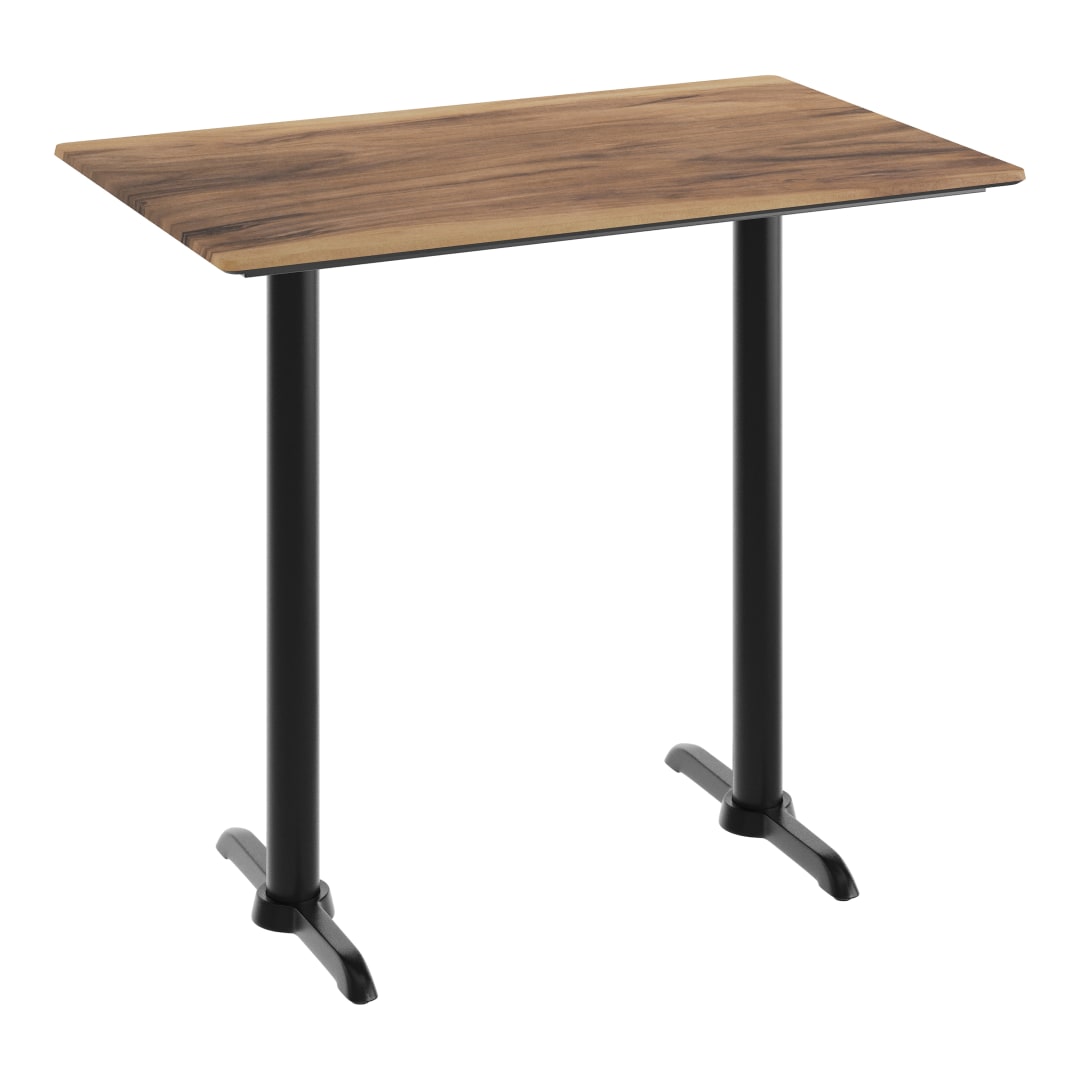 TopGuard 48" x 30" Tabletop with Seamless Surface Technology in Natural and Double 5" x 22" Black Bar Height T-Bases