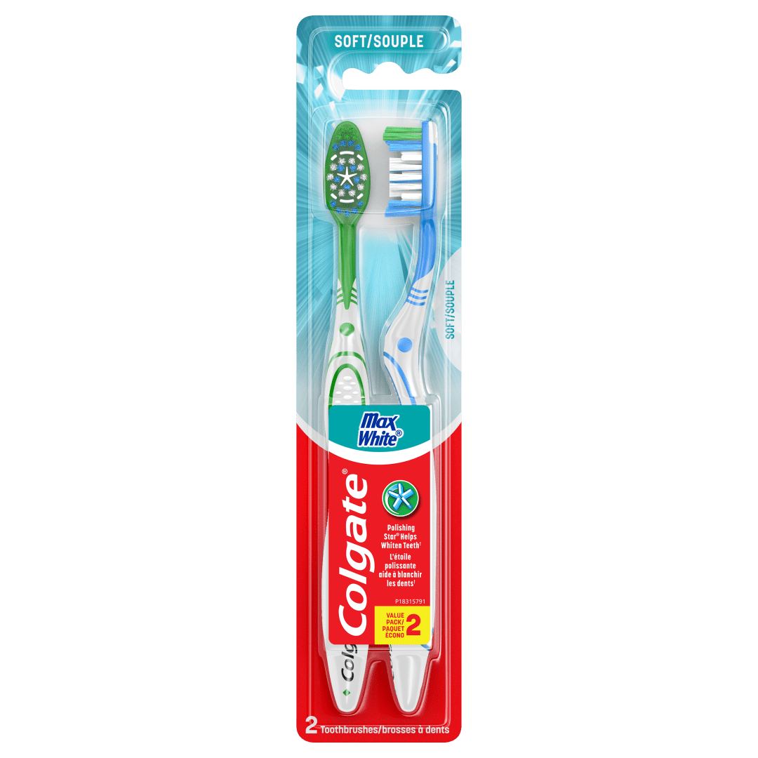 Colgate Max White Whitening Toothbrush, Soft - 2 Count