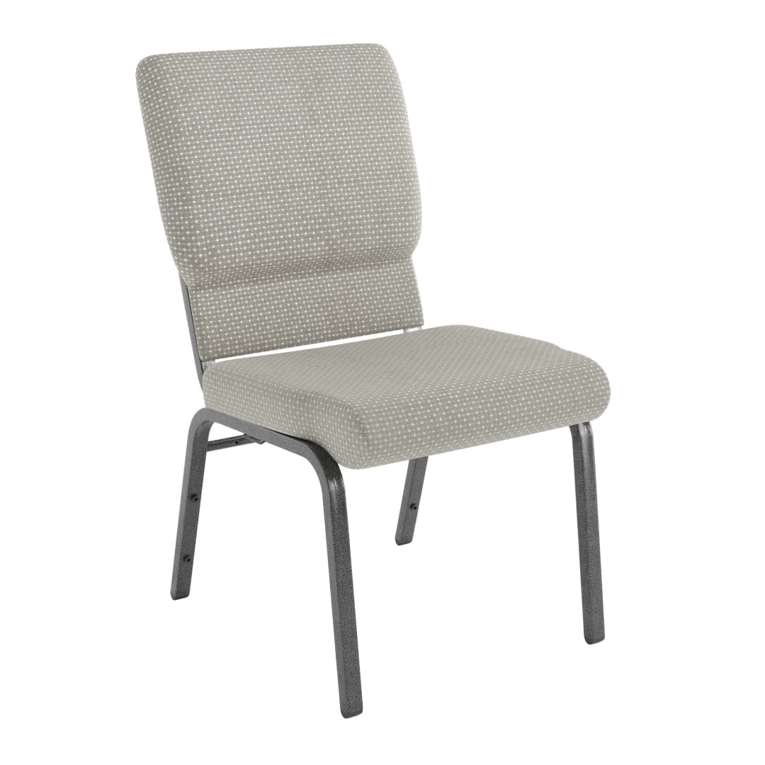 HERCULES Series 18.5''W Stacking Church Chair in Gray Dot Fabric - Silver Vein Frame