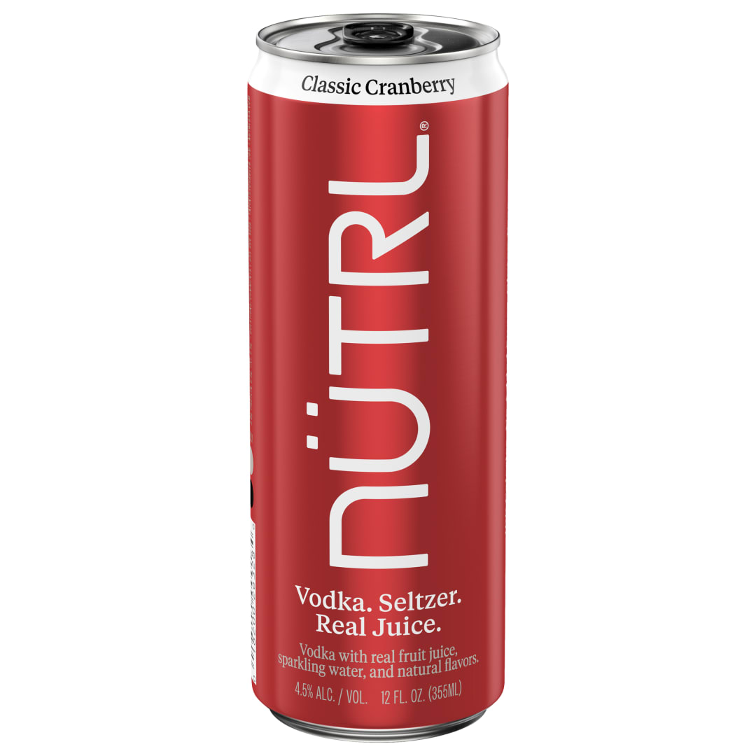 Nutrl Vodka Seltzer Classic Cranberry 12 oz Single CAN Sleek 4_5ABV - Red Version