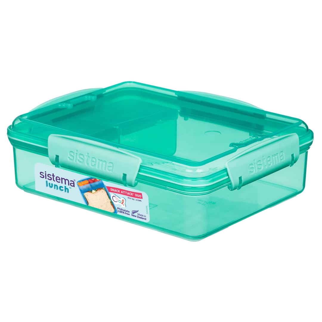 Sistema Lunch Snack Attack Duo Lunch Box | 975ml. | BPA-Free | Assorted Colours