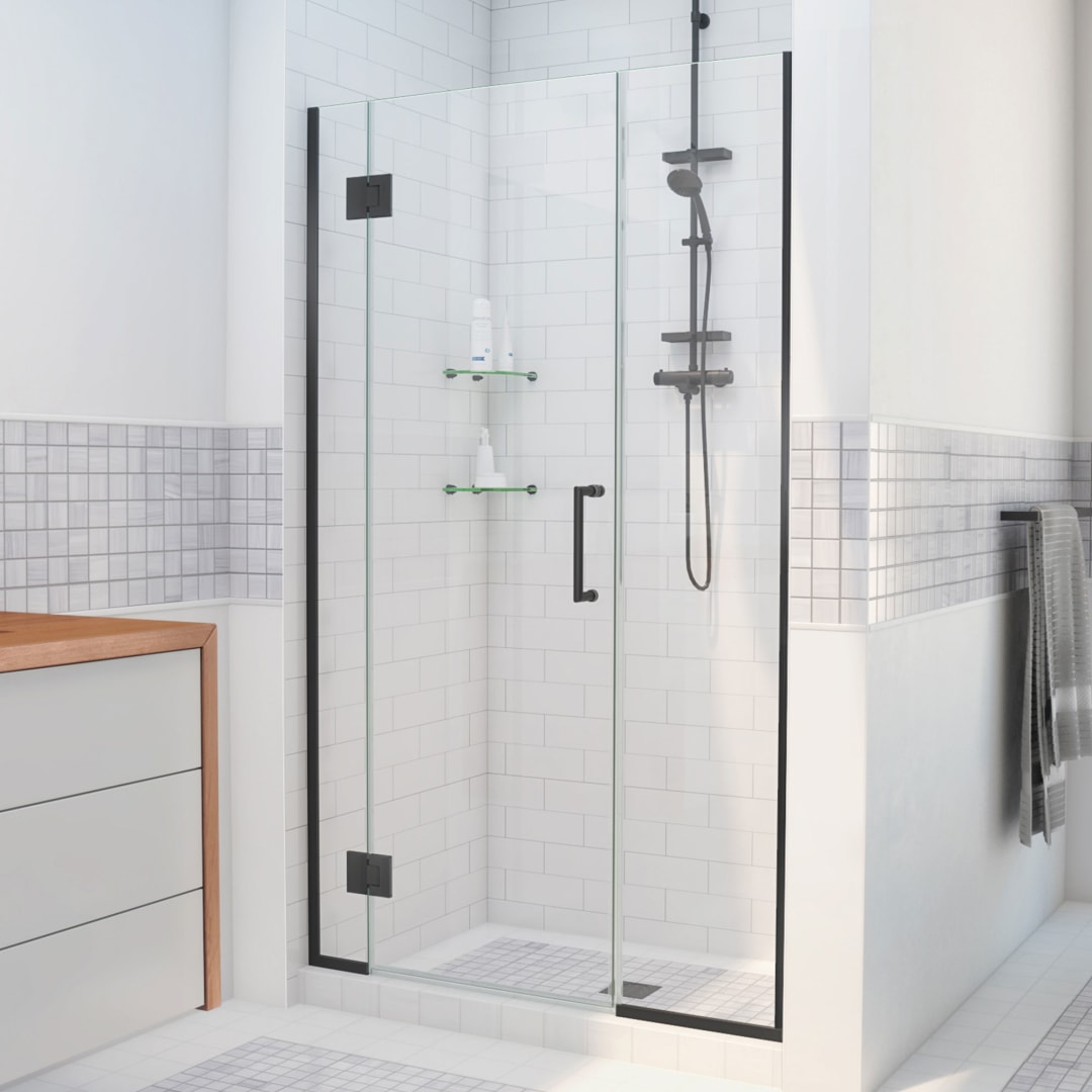 DreamLine Unidoor-X 64 - 64 1/2 inch W x 72 inch H Frameless Hinged Shower Door in Matte Black