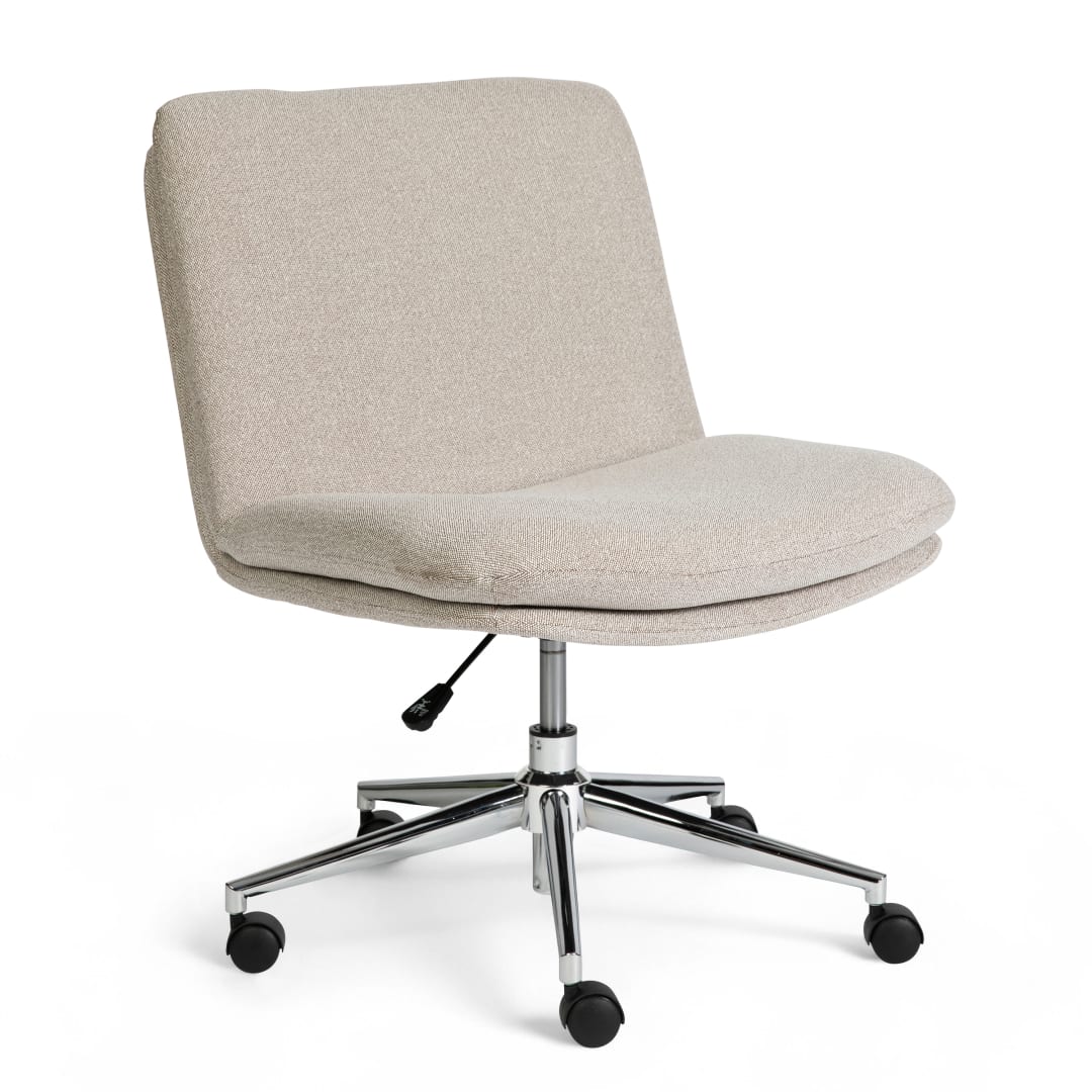 Eloise Upholstered Office Chair in Grey White/Polished Nickel