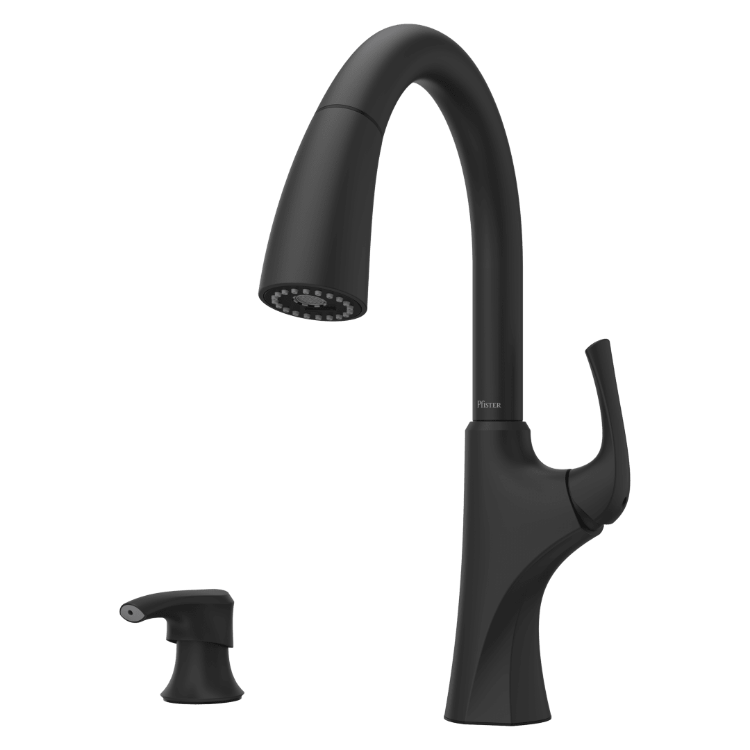 Rancho 1-Handle Pull-Down Kitchen Faucet with Soap Dispenser in Matte Black