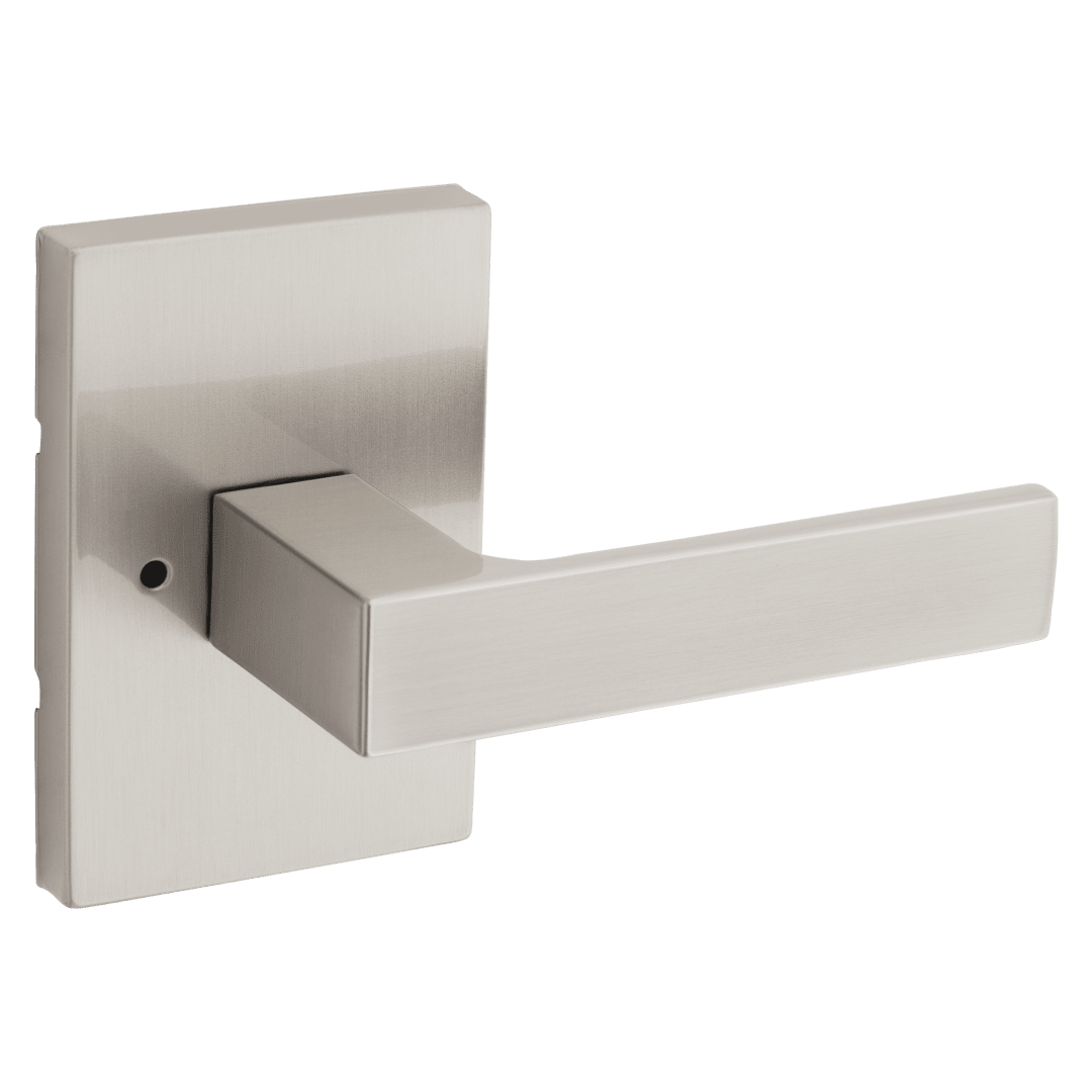 Singapore Bed/Bath Lever w/ Rectangular Rose in Satin Nickel
