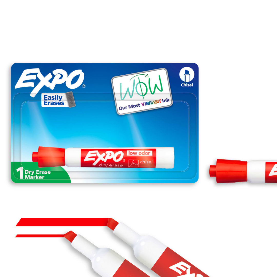EXPO Dry Erase Markers, Low Odor Ink, Black, Chisel Tip, 2 Count