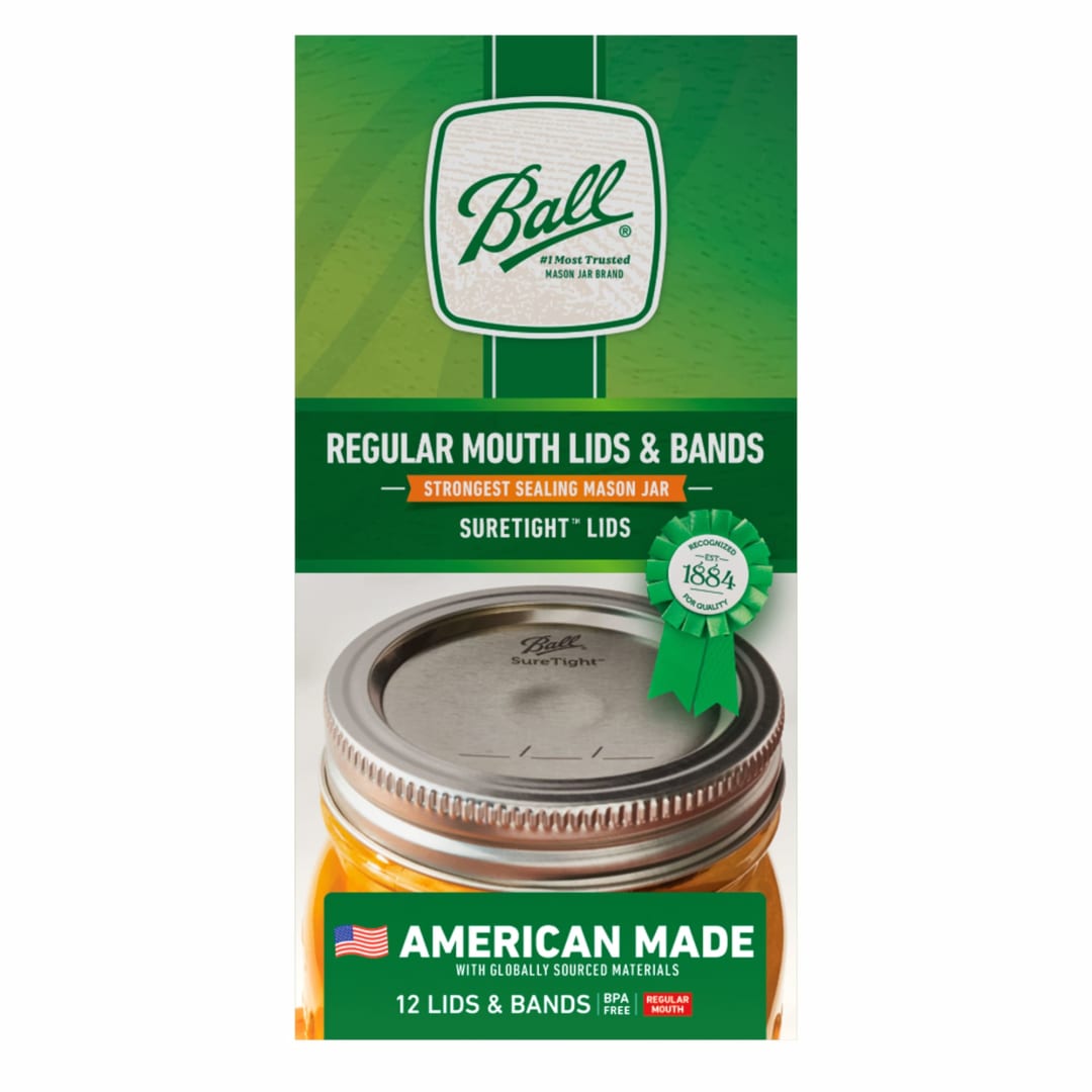 Ball® Glass Mason Jar Lids and Bands, Regular Mouth, Set of 12