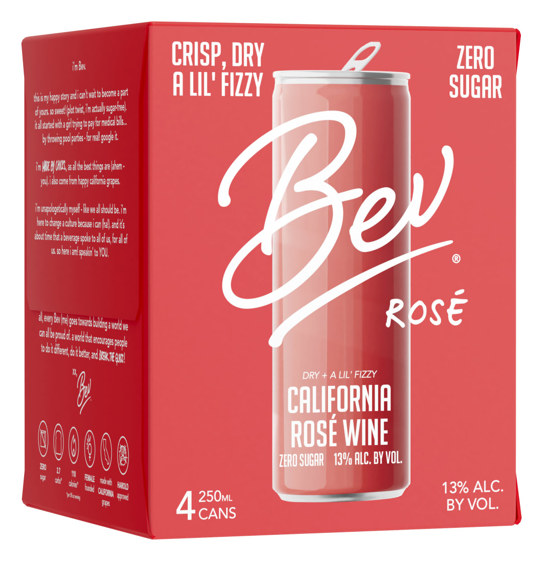 Bev California Rosé Wine 250ml Can 4 Pack