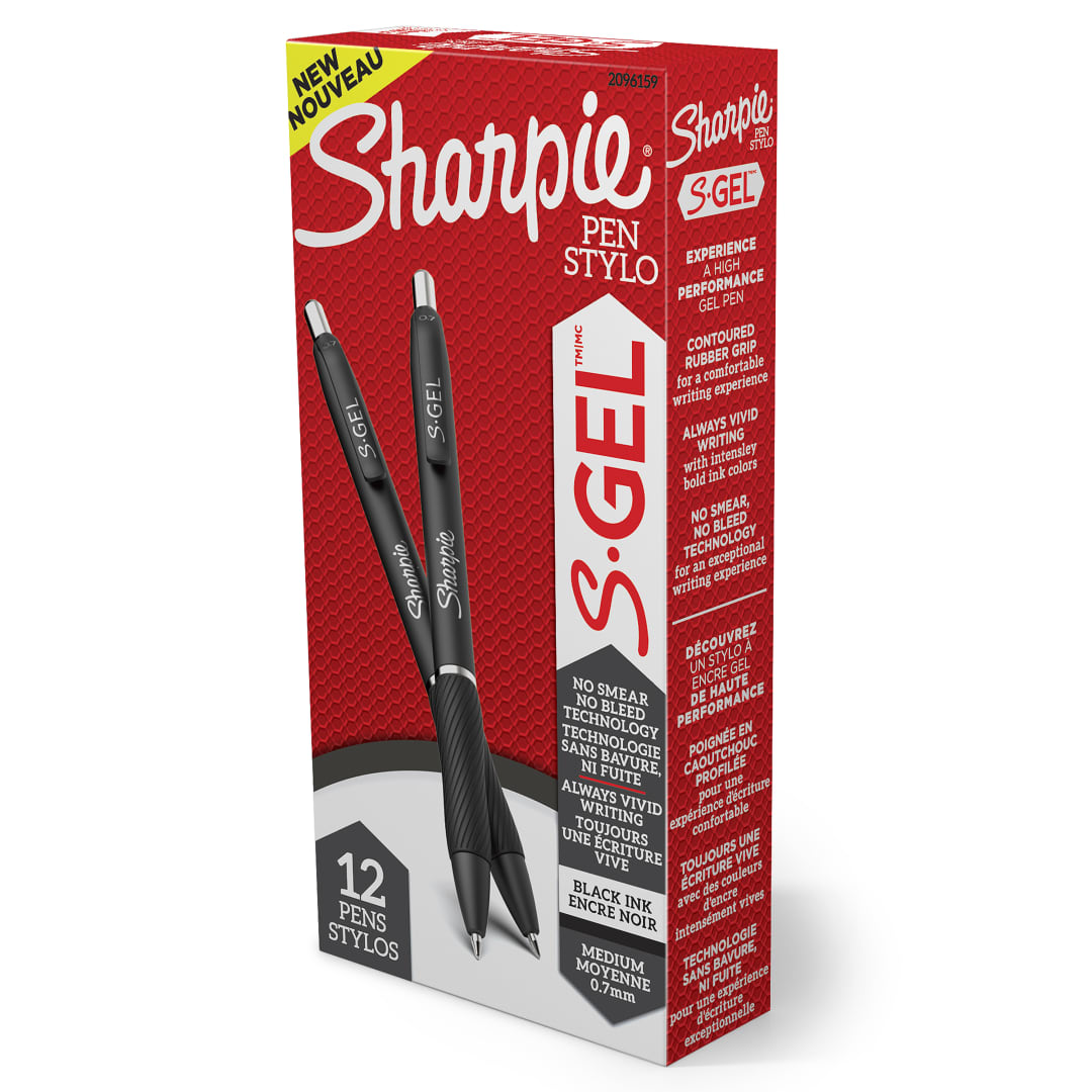 Sharpie® S-Gel, Gel Pens, Medium Point (0.7mm), Black Ink Gel Pen, 12 Count