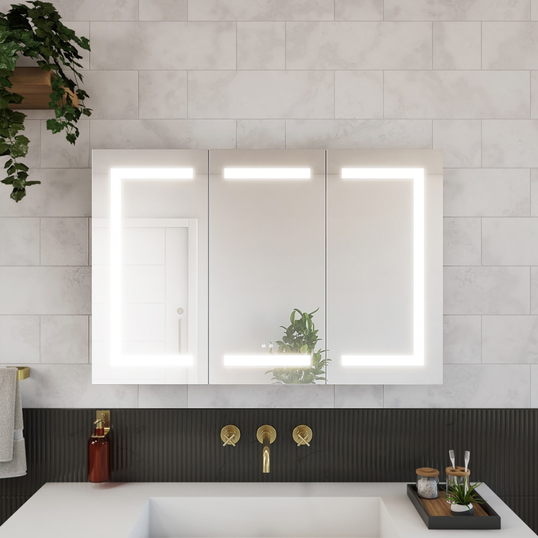 Brilliance 24 inch H x 36 inch W Three-Door LED Medicine Cabinet