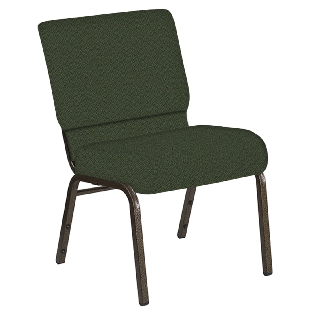 Embroidered 21''W Church Chair in Fiji Emerald Fabric - Gold Vein Frame