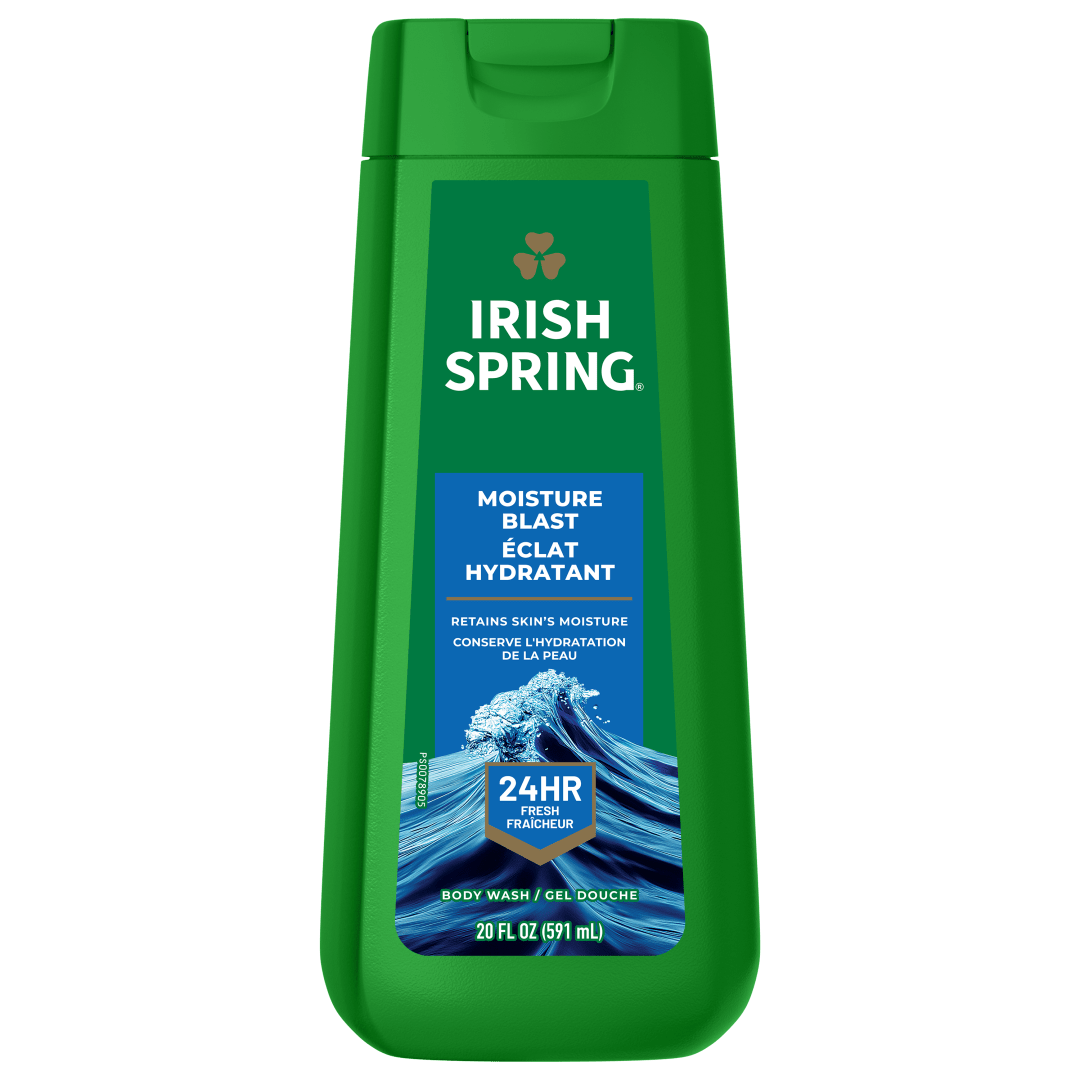 Irish Spring Moisture Blast Moisturizing Body Wash for Men, 24-Hour Fresh, Face and Body Wash, Men’s Body Wash, Biodegradable Ingredients, Paraben Free, Cool Fresh Scent, 20 fl oz Bottle