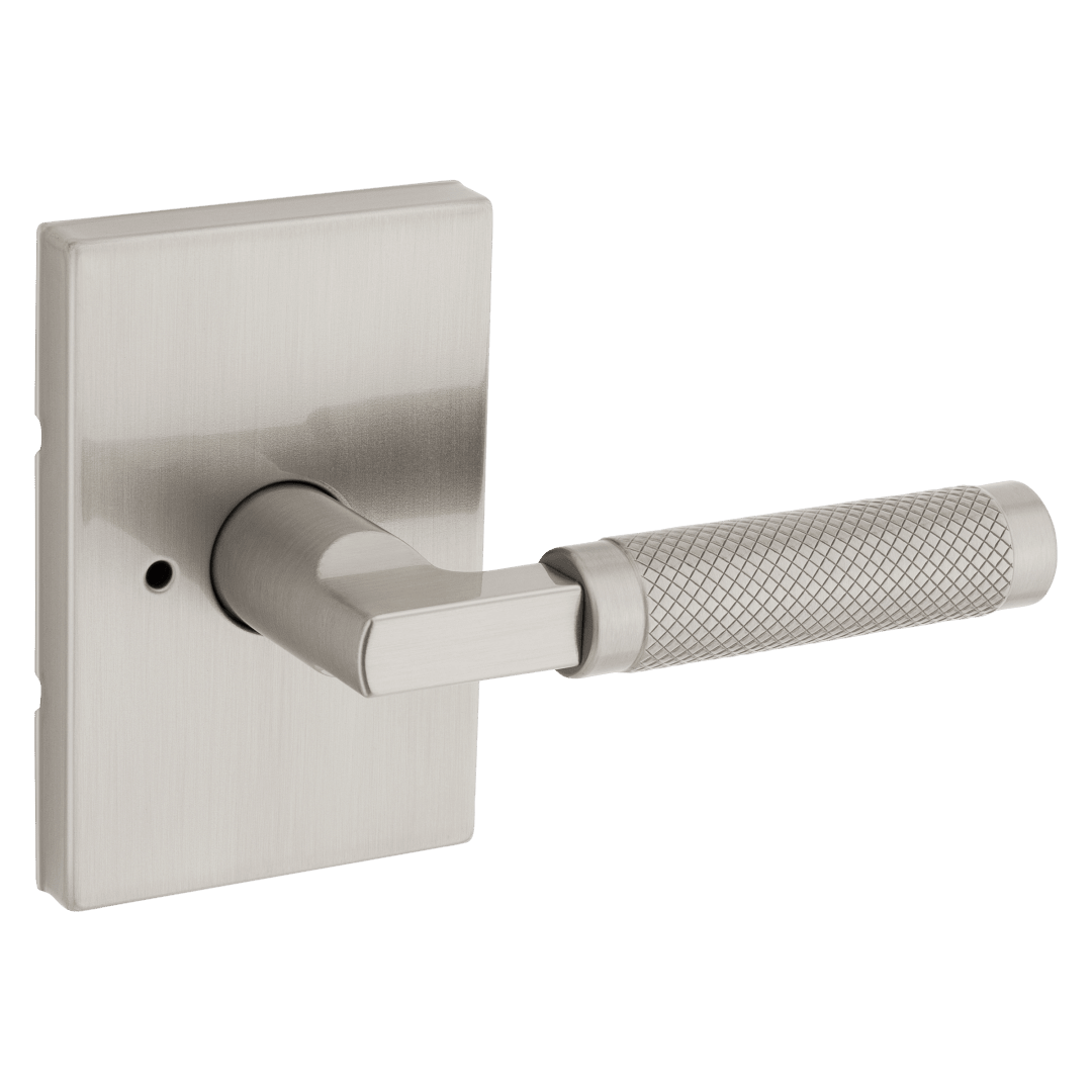 Prava Knurled Bed/Bath Door Lever in Satin Nickel