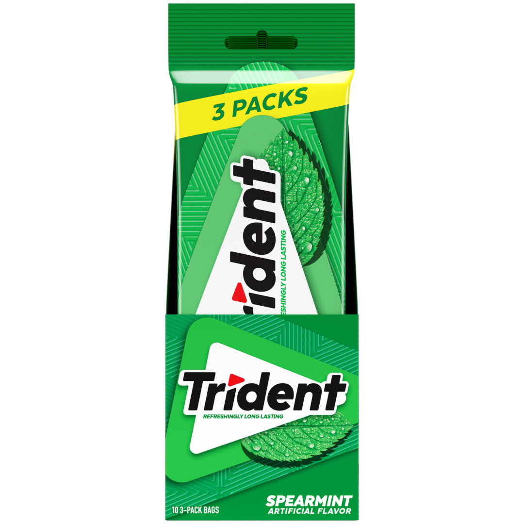 Trident Sugar Free Chewing Gum Spearmint 42 pc MUP 3pks - 10 Pack