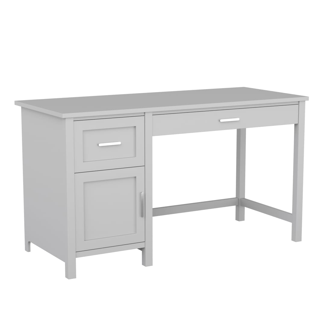 Hutton Shaker Style Home Office Desk with Storage in Gray with Brushed Nickel Hardware