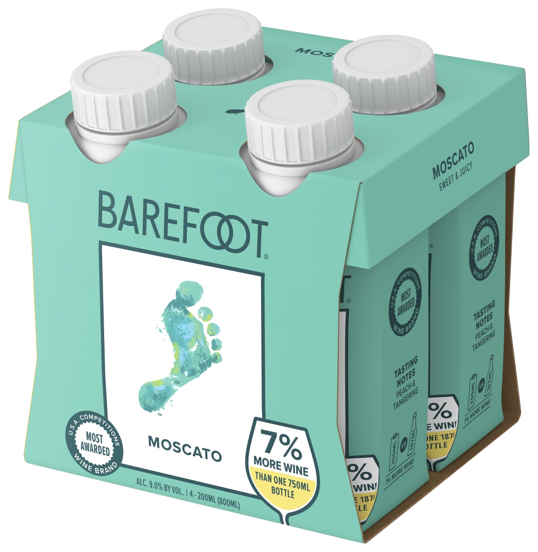 Barefoot Cellars Moscato White Wine Tetra 200ml 4pk
