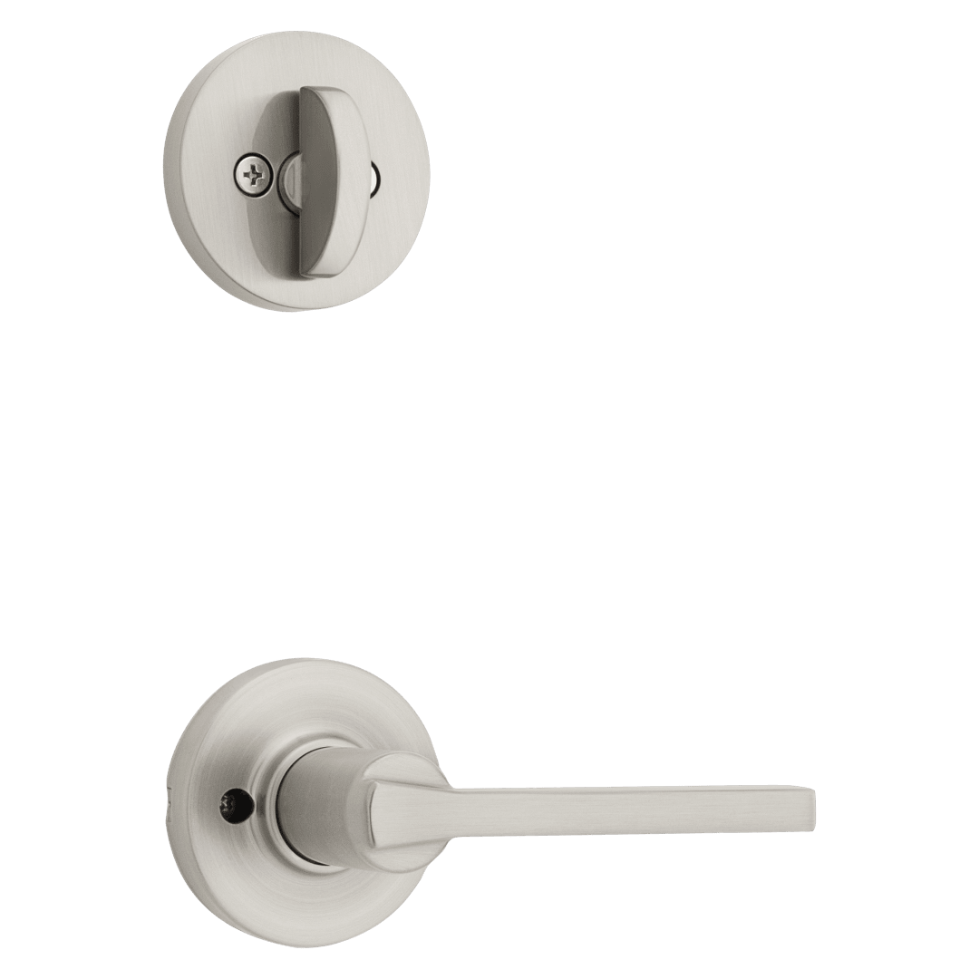 966 Single Cylinder Interior Pack w/ Round Rose Casey Lever Handlesets in Satin Nickel