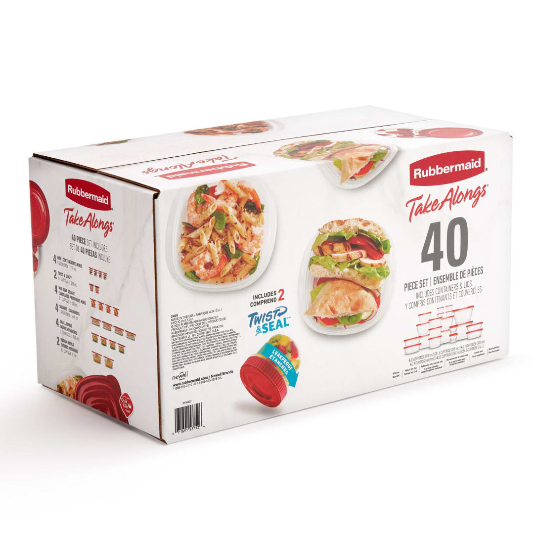 Rubbermaid® TakeAlongs® Food Storage Containers, Ruby, 40 Piece Lunch and Meal Prep Set