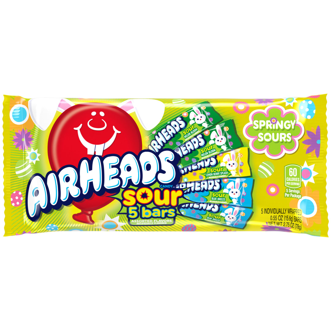 Airheads Sour Bars Assorted Flavors 5 pc Easter Check Stand Bag
