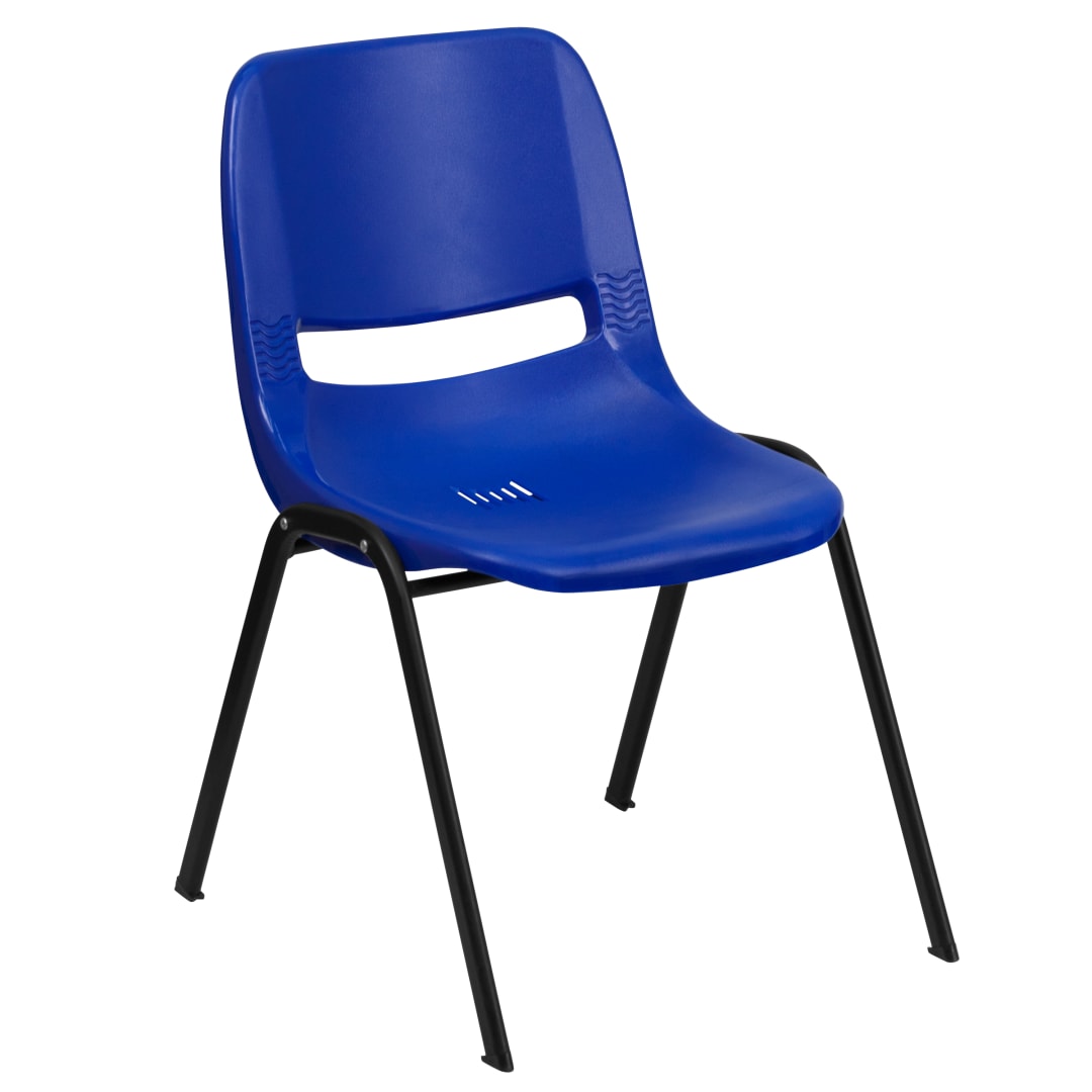 HERCULES Series 440 lb. Capacity Kid's Navy Ergonomic Shell Stack Chair with Black Frame and 12" Seat Height