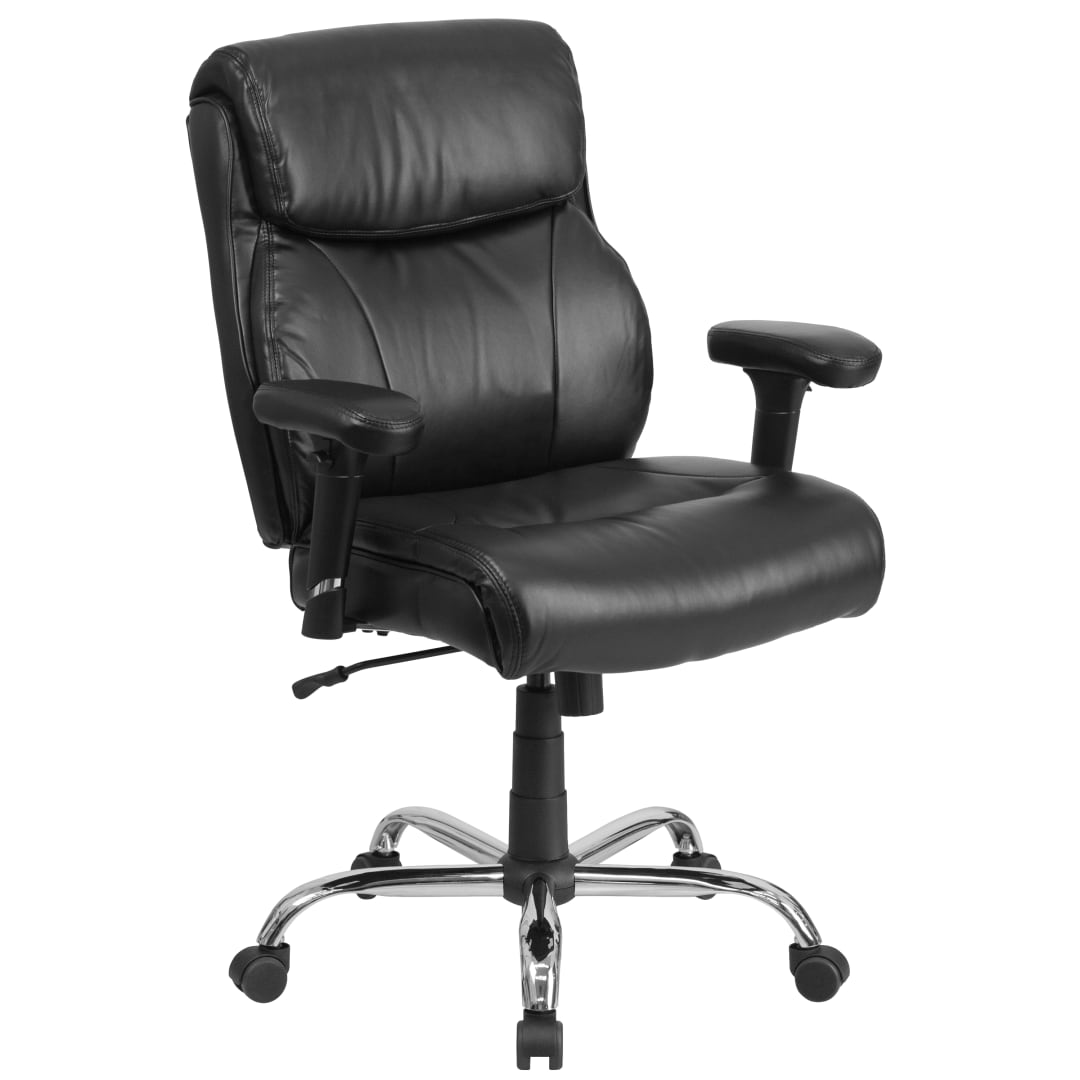 HERCULES Series Big &amp; Tall 400 lb. Rated Black LeatherSoft Ergonomic Task Office Chair with Clean Line Stitching and Arms