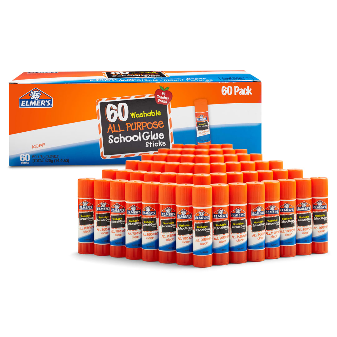 Elmer's All Purpose School Glue Sticks, Washable, 7 Gram, 60 Count