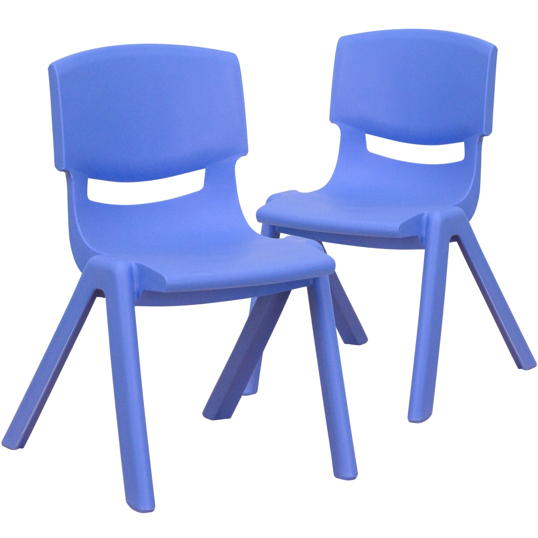 Whitney 2 Pack Blue Plastic Stackable School Chair with 12" Seat Height