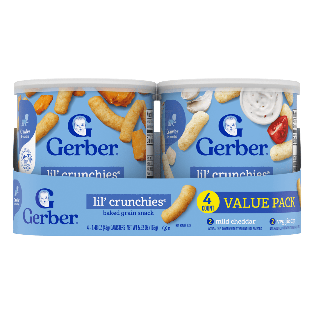 Gerber Stage 3 Baby Food Snacks, Value Pack Lil’ Crunchies, Baby Led Feeding, 4PK