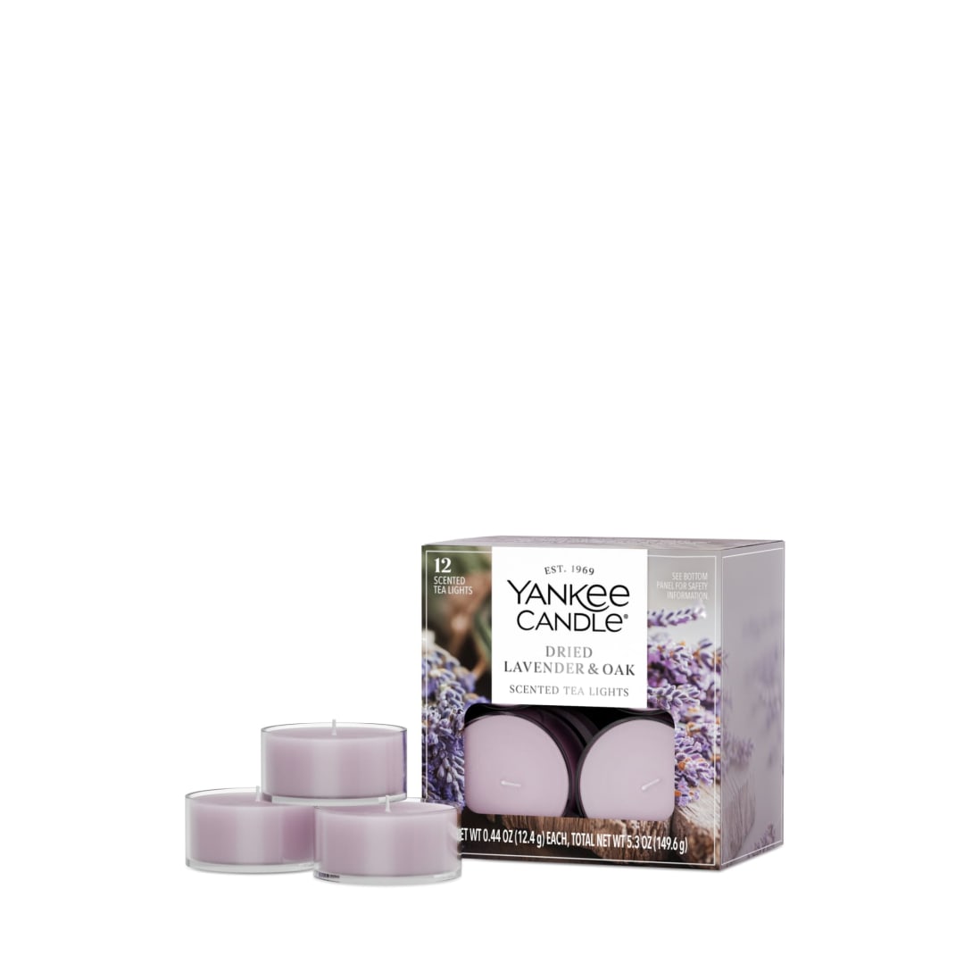 Yankee Candle Scented Tealight Candles, 12-Pack, Dried Lavender & Oak Mini Candles
