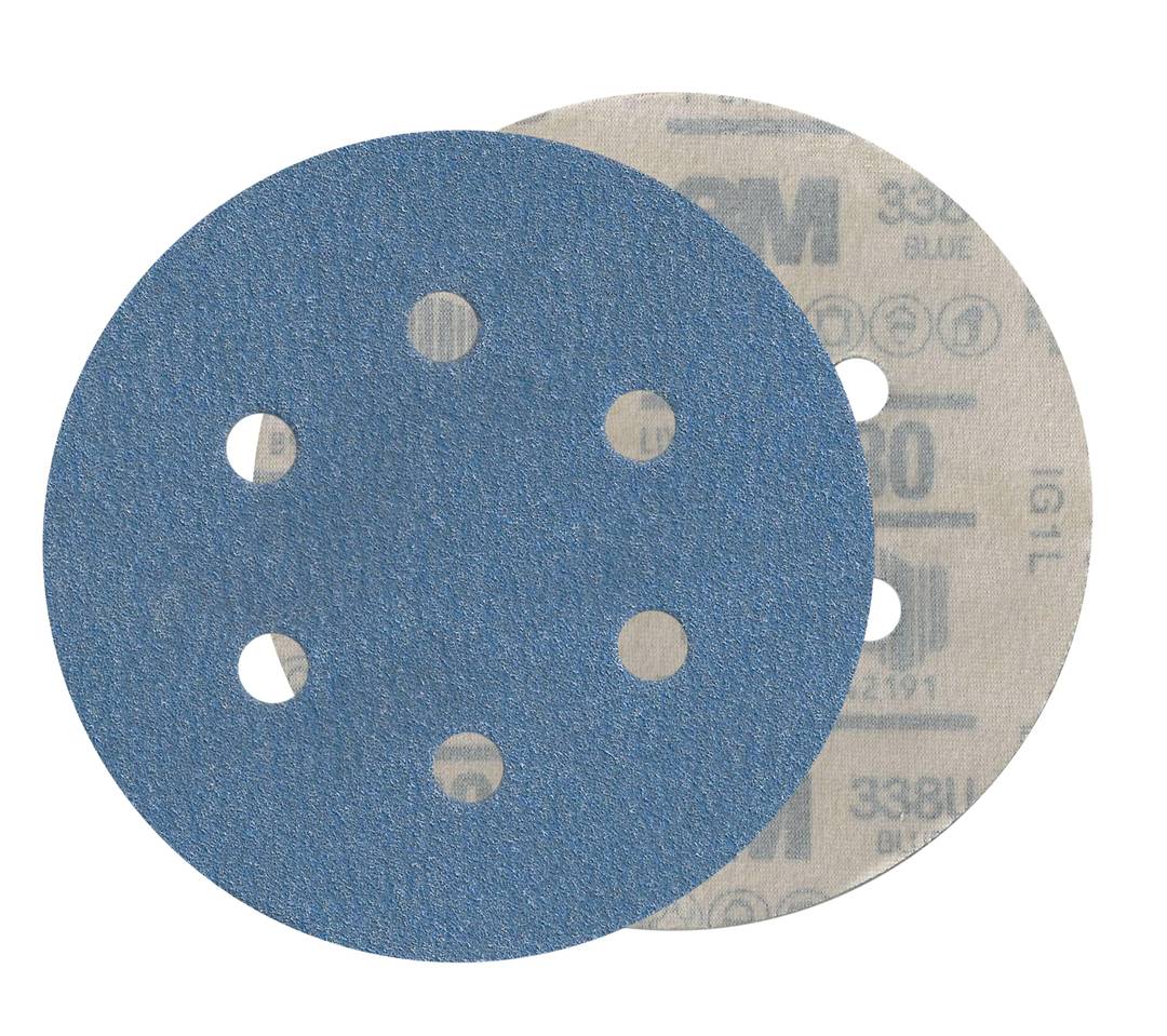 Disco de Papel 3M™ Hookit™ 338U, 150 peso C, 152 mm x NCH, 6 furos, 250 un/caixa