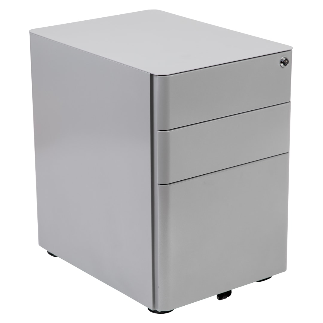 Warner Modern 3-Drawer Mobile Locking Filing Cabinet with Anti-Tilt Mechanism and Hanging Drawer for Legal &amp; Letter Files, Gray