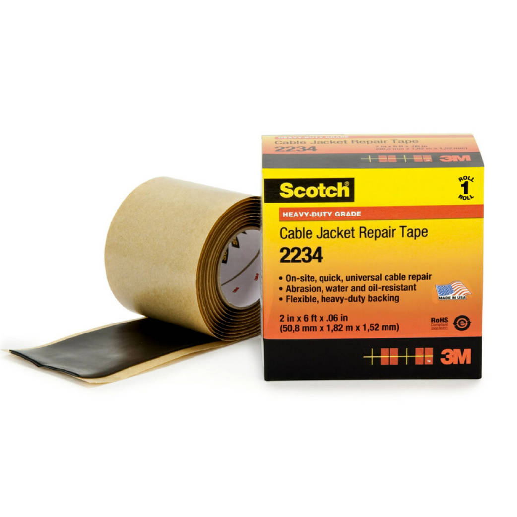 Fita de Reparo de Revestimentos de Cabos Scotch® 2234 – Preta, 50,8 mm x 1,82 m, 1 unidade