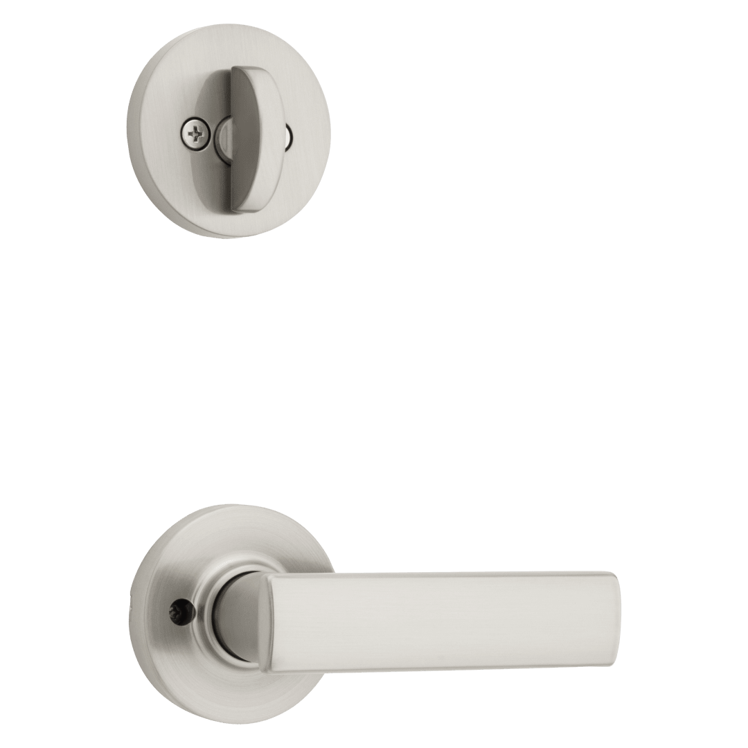 966 Single Cylinder Interior Pack w/ Round Rose Breton Lever Handlesets in Satin Nickel