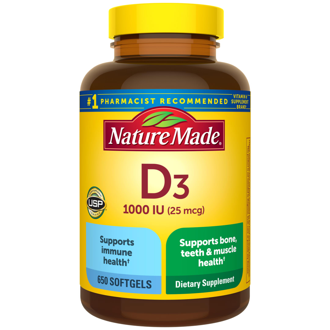 Nature Made Vitamin D3 1000 IU (25 mcg) Softgels, 650 Count