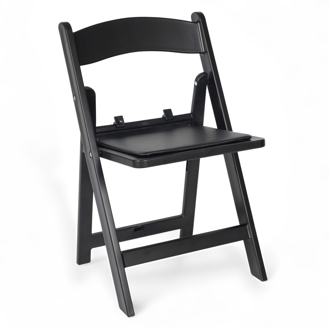 HERCULES Kids Black Resin Folding Chair with Black Vinyl Padded Seat