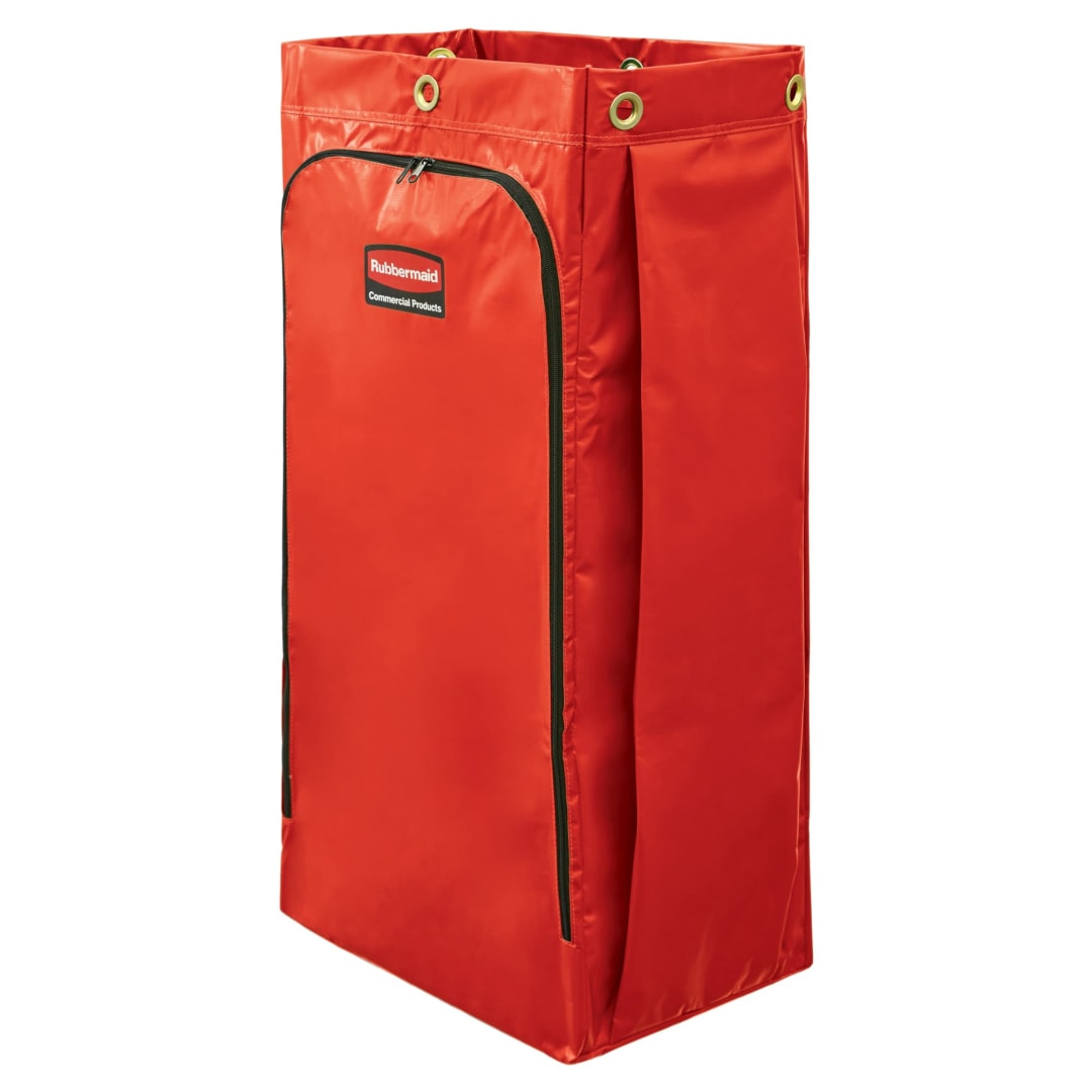 34 Gal Vinyl Bag for High Capacity Janitorial Cleaning Carts, Red